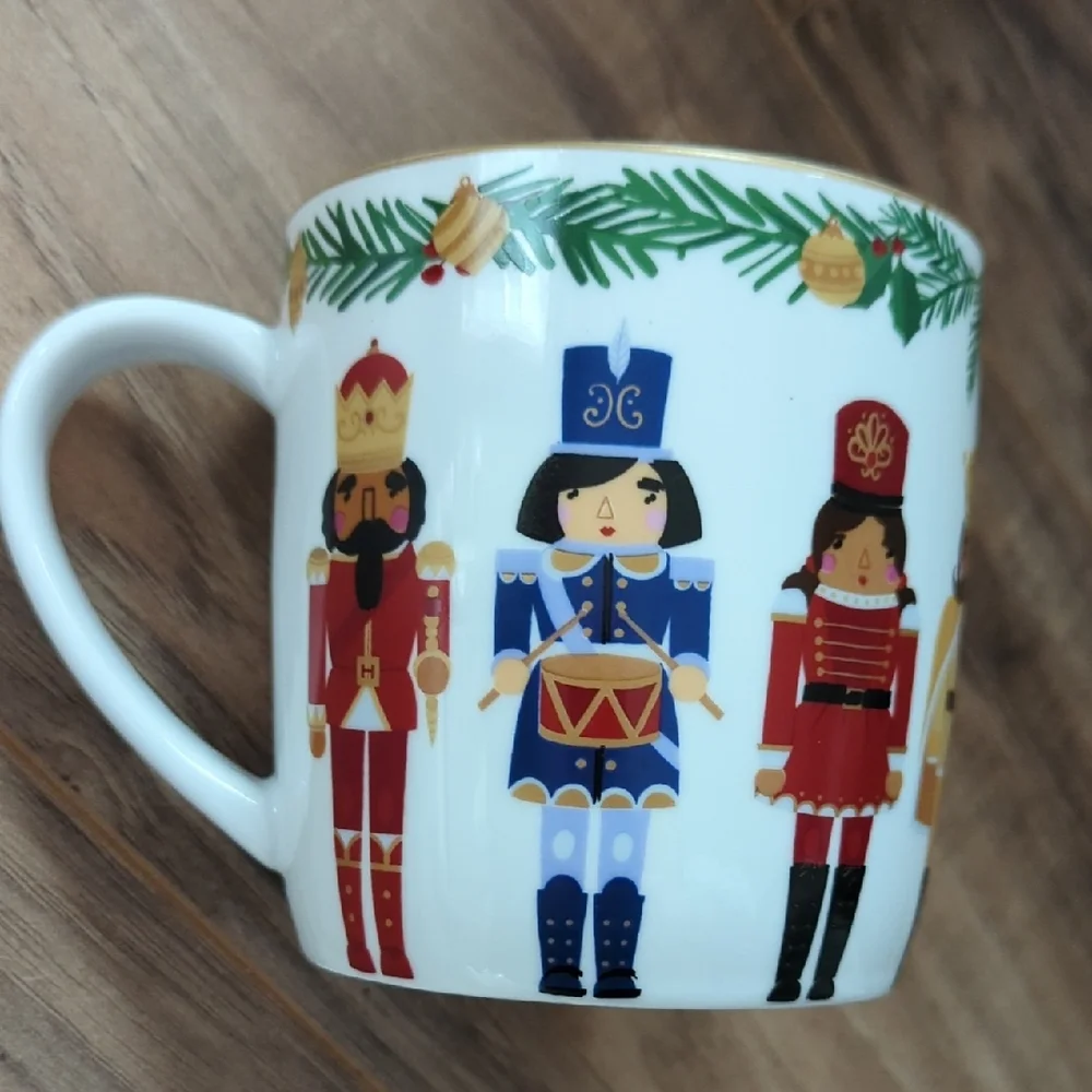 Sur La Table Holiday White Mug With Nutcrackers - Christmas Themed
